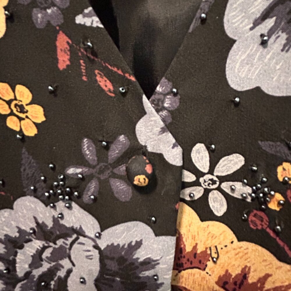 Spenser Jeremy Vintage 1990s Floral Silk Vest - Size XL - Picture 3 of 9
